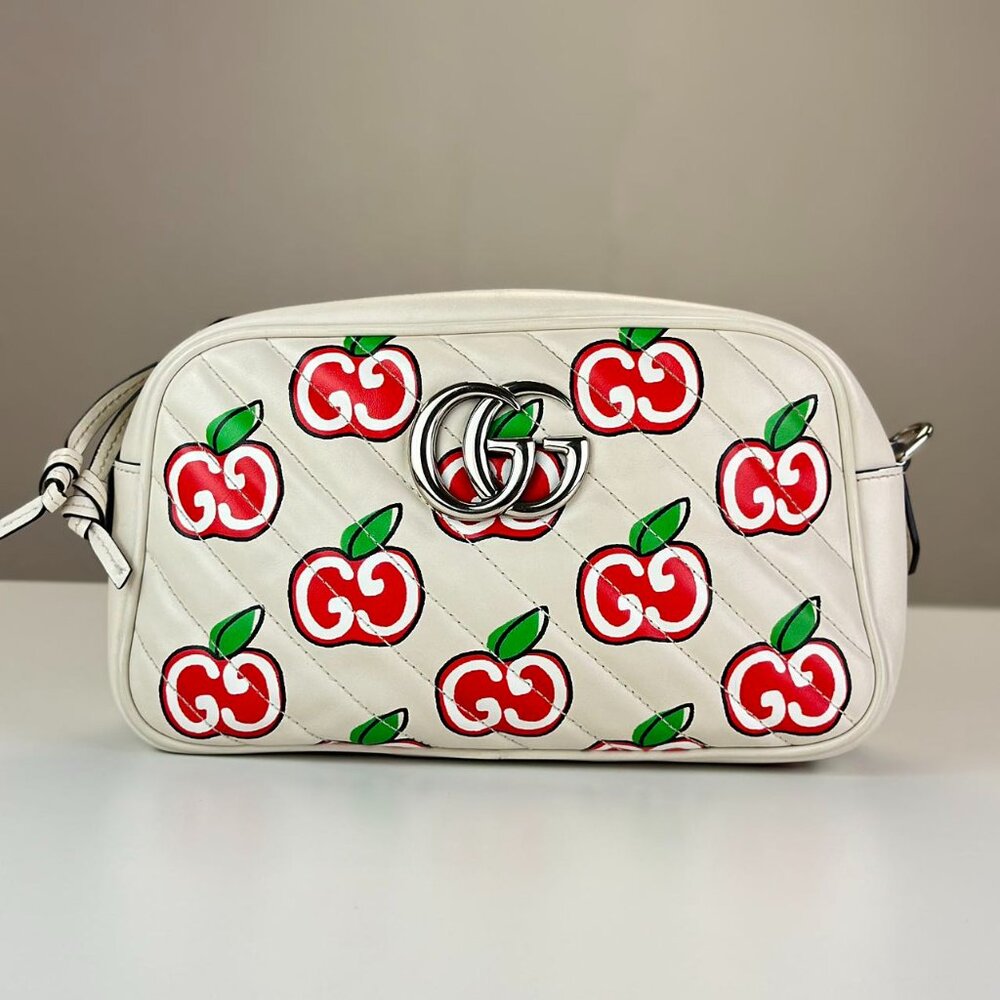 Gucci GG Logo Apple Printed Marmont Shoulder Bag Crossbody